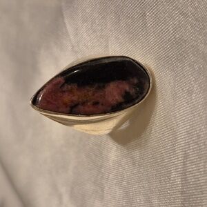 Sterling Silver Rhodonite Tear Drop Ring